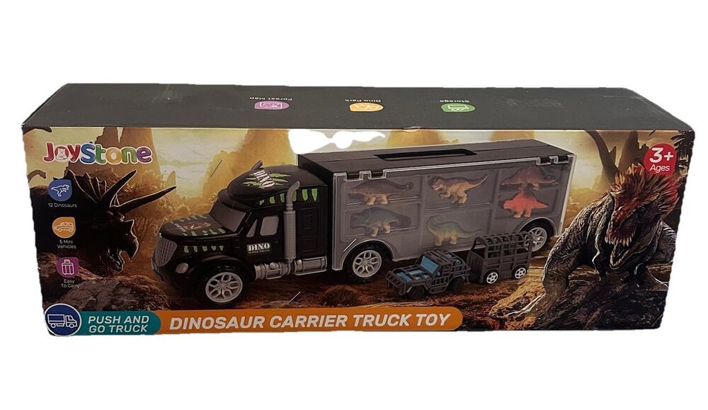 Joystone Dinosaur Carrier Truck Toy with Mini Vehicles and Dinosaurs